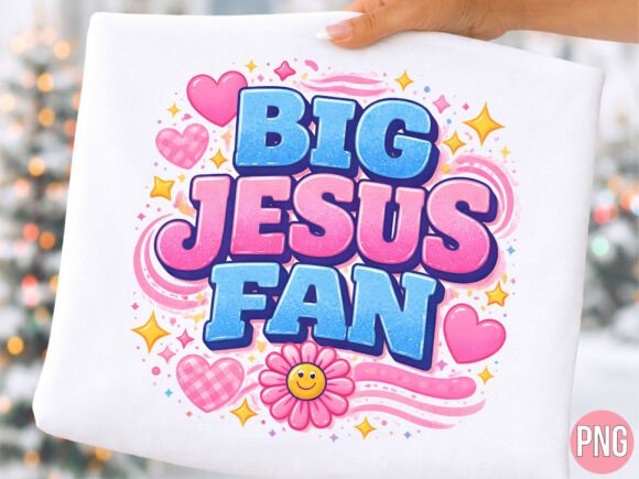 Big Jesus Fan Pink Blue PNG Shirt Freebies
