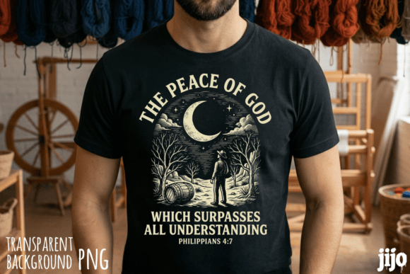 Christian God Peace Moon PNG for T-Shirt Designs