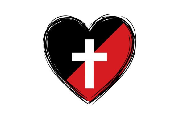 Christian Love Cross Heart T-Shirt Design