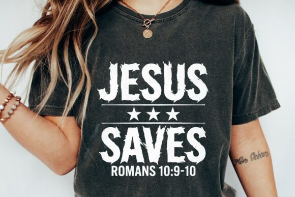 Distressed Jesus Saves Stars Png for T-Shirt Designs