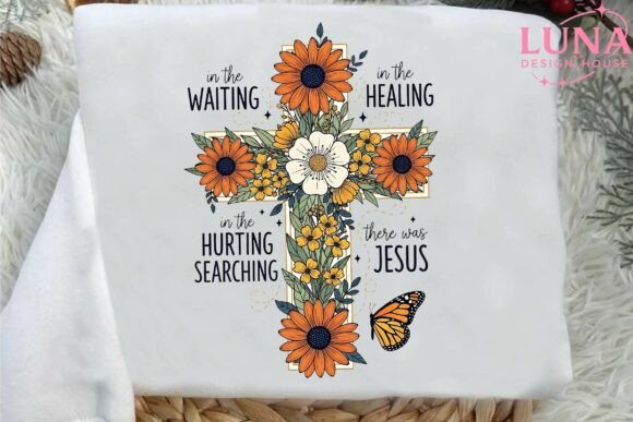 Floral Cross Jesus Quote PNG Sublimation