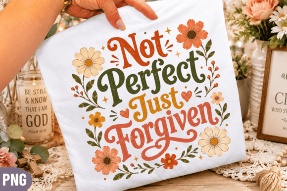 Forgiven Floral Christian PNG, Positive Freebies