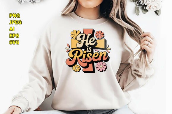 He is Risen Retro Christian T-Shirt PNG