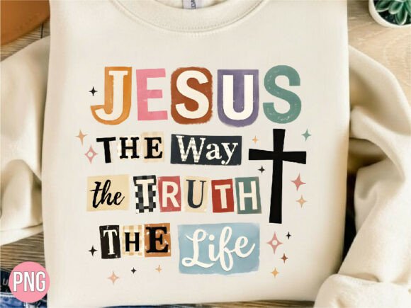Jesus Way Truth Life Retro Poster PNG for T-Shirt Designs